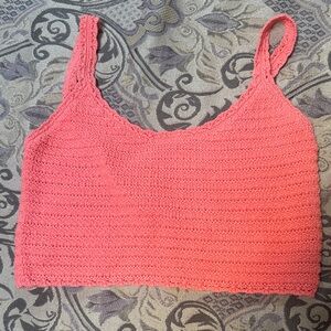 Aerie Pink Crochet Tank Top